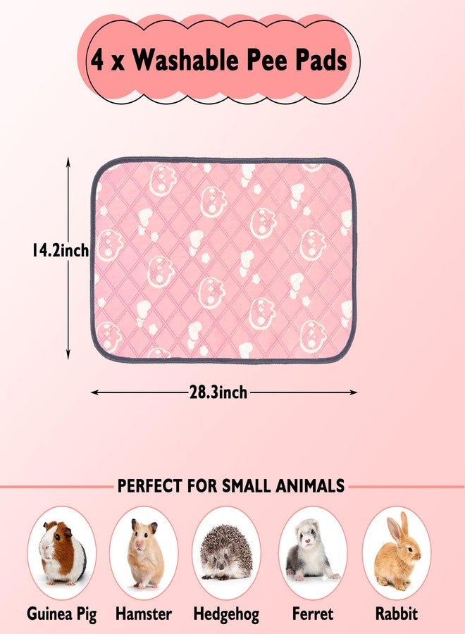 Mooydee 4 Pack Guinea Pig Bedding - Washable Guinea Pig Liners for C&C 2x1 Cage, Waterproof Reusable & Anti Slip Pee Pads Super Absorbent Mats for Small Animal Rabbit Hamster Rat (Pink, 28 x 14 Inch) - Image 2
